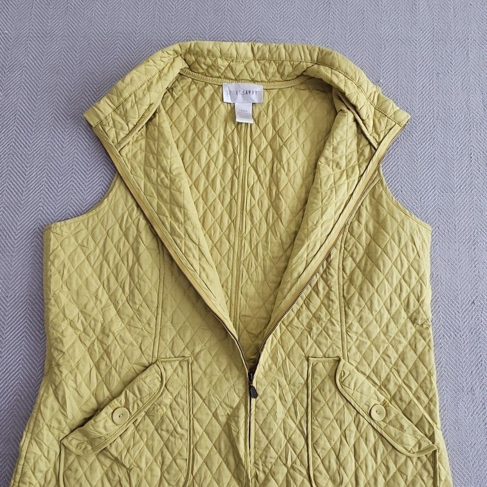 Sport‎ Savvy Sz Large Pistachio Green Diamond Quilted Women’s Zip-Up Vest Jacket - Picture 10 of 10